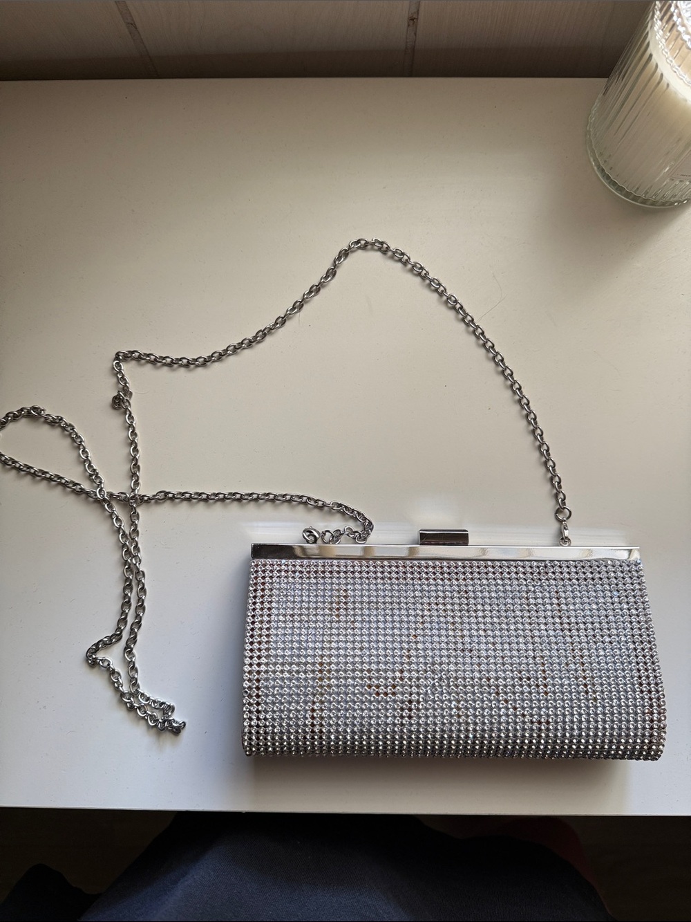Charming Charlie Silver Crystal Mesh Evening Clutch - Picture 5 of 5